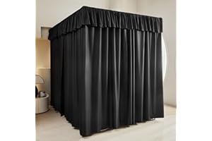 AIKASY Black Thickened Bed Canopy Curtains - Elegant Bedroom Decor for Adults and Girls - Strong Lightproof and Windproof Design(King, Black)