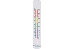 THERMOMETER WORLD 215mm Colour Coded Room Thermometer - Made in UK for Home Office, Garden or Greenhouse Indoor and Outdoor Temperature Thermometer Wall Mounted