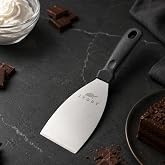Paslanmaz &Ccedil;elik Pasta Spatulası M Boy, Geniş Y&uuml;zeyli Siyah Saplı Kek ve Tatlı Servis Spatulası