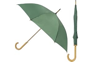 UMBRELLA HEAVEN Gentlemans Umbrella | Wood Handle Stick Umbrella | Traditional Gents Wooden Brolly | Classic Automatic Mens Umbrella | Ladies Vintage Walking Brolly | Auto Push Button Waterproof…