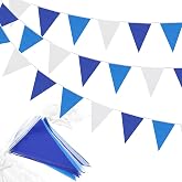20M 52pcs Blue and White Bunting Banner, Reusable Waterproof Triangle ...