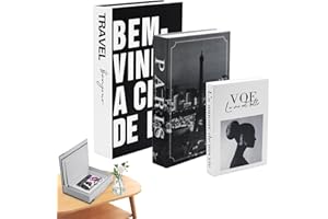 OUTALIZ Dekoracyjne książki w stylu vintage, 3 sztuki, atrapa książek, pudełko dekoracyjne, pudełko do przechowywania książek, pudełko do przechowywania, dekoracyjne książki, składane, do mieszkania, na