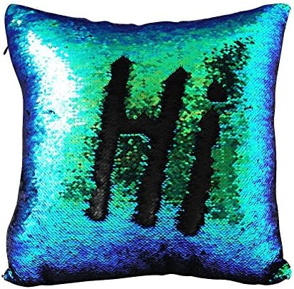 Cushion Glitter Sequins Pillow Case Cafe Home Cushion Cover (Black and Green)