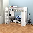 Danube Home Kinder 90X190 Loft Bunk Bed With Study Desk & Storage | Sturdy Modern Design Wooden Single Bed Frame Furniture | Made In Malaysia L195.4xW113xH170cm - White & Sonoma Oak