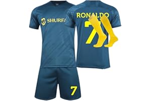 GEULLBRY Al NASSR FC Kids & Adults Soccer Jerseys, 2022/23 Football Kits & Training Shirts, Shorts & Socks Tracksuit (No.7, Children 8-9 Years)