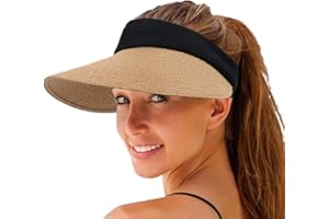 Women Straw Sun Visor Hat Wide Brim Summer UV Protection Beach Cap Foldable Packale Korean Style