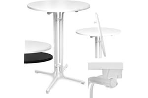Beautissu Outdoor Bistro Table Ø70cm Bellini – Stable Bar Table Durable Weatherproof Adjustable Height Easy Assembly Bracket Pre-installed – Scratch Resistant Gastro Party Table Round White