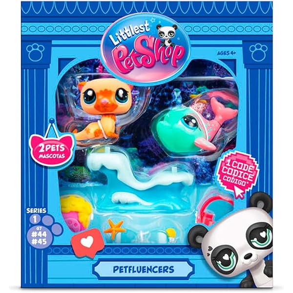 BANDAI Littlest Pet Shop Lot de 3 animaux de compagnie exclusifs, 3 accessoires, 1 carte de collecteur, 1 code virtuel, têtes mobiles, 1 voiture, Gen 7 (#53, #54, 55), BF00524 Multicolore