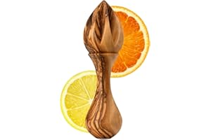 KASSIS GESCHENKARTIKEL KASSIS exprimidor de limones de madera de olivo - exprimidor de cítricos para zumo fresco - de cítricos artesanal, de limas, de naranjas 14 cm