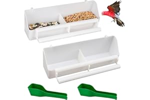 Ksvaye 2 Piezas Comedero para Pájaros, Dispensador de Comida con 2 Cucharas - Comederos Canarios de Plástico