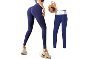 LEMENG Pantaloni di Perdita di Peso Pantaloni Sauna Pantaloni Sauna Dimagranti Donna Legging Termici Vita Alta Neoprene Leggings Anticellulite Fitness per Fitness Corsa Palestra Yoga