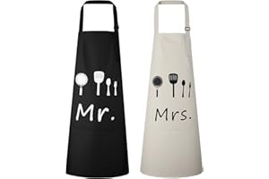 Vicloon Grembiule da Cucina Chef, Grembiule Cucina Donna Regolabile in PVC Grembiuli Impermeabile e Antivegetativa con 2 Tasche, Grembiule da Ristorante BBQ Bar Chef Cucina, Unisex