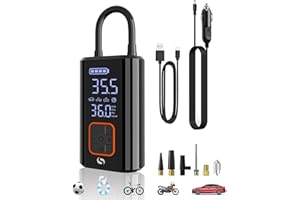 SERVOMASTER Tyre Inflator Air Compressor, Electric Bike Pump 150 PSI 12V DC, Car Tyre Pump with LED Lights and Digital Display, Electric Air Pump for Bicycles, E-bikes, Cars, Motorcycles, Balls