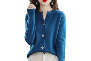 Bollrllr Women's Autumn and Winter Cashmere Sweater Cardigan Casual Round Neck Long-Sleeved Cardigan Warm Outdoor Top
