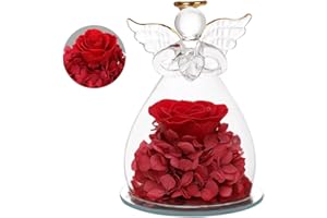 LOMUG prezent na Dzień Matki, prezent dla mamy, wieczna róża anioł, prawdziwa różowa kobieta prezent zakonserwowana w kieliszku anioła, pomysł na prezent dla babci, dziewczyny, kobiety