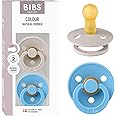 BIBS Colour Pacifier 2-Pack, BPA Free Dummy Binky, Round Nipple. Natural Rubber Latex, Made in Denmark, Size 2 (6-18 Months), Mushroom/Breeze