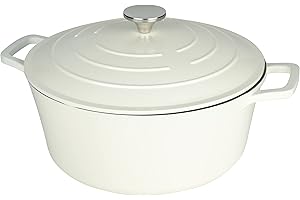 Commichef XR-728CR 28cm Cast Aluminium Round Casserole Dish, Suitable for Oven and All Types of Hob, Perfect for Stews and Casseroles, Cream