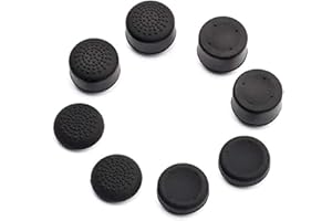 DollaTek 8 Piezas de Diferentes tamaños de Agarre para el Pulgar del Controlador, empuñaduras de Palo analógicas Que Cubren Las Pieles para el Controlador PS4 / PS5 - Negro