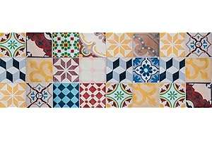 VINILIKO Vintage Tiles Alfombra de Vinilo, Multicolor, 50x140