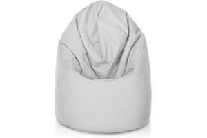 Bepouf - Pouf a Sacco Morbido in Poliestere con Imbottitura in Palline di Polistirolo, Poltrona a Sacco Adatta per Camera e Salotto - Dimensione Media 110x70, Colore Bianco