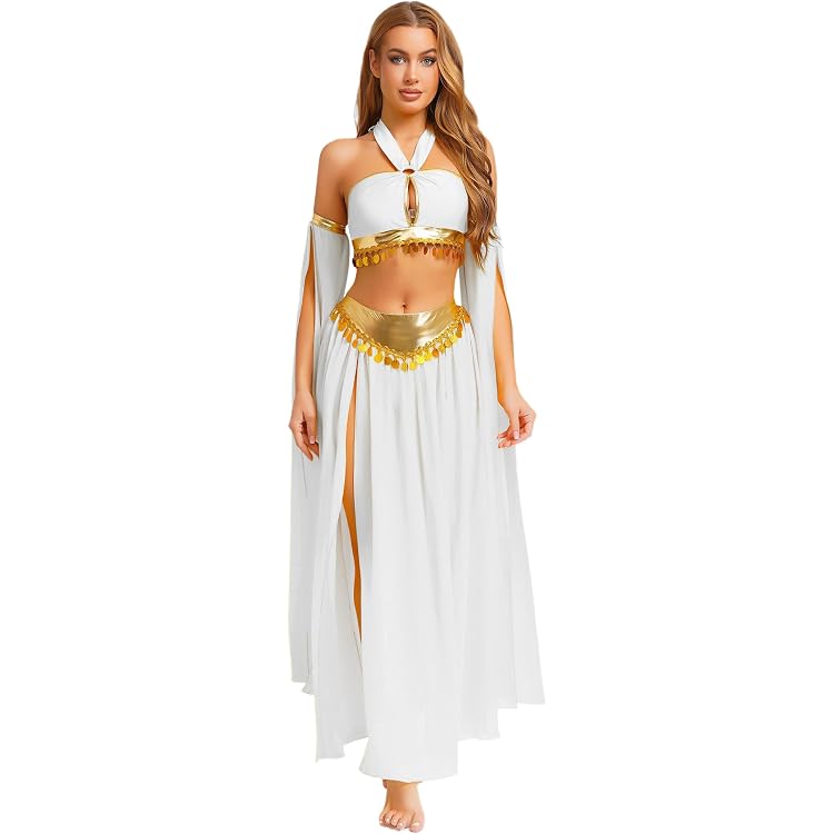 Robe De Danse Du Ventre Pailletée Riismen - Ensemble Haut Débardeur Et Jupe En Mousseline Pour Fêtes, Cosplay