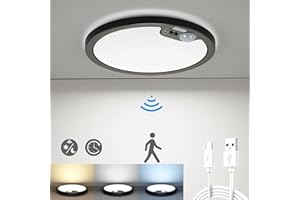 ‎BLNAN BLNAN LED Deckenleuchte mit Bewegungsmelder Wideraufladbar USB, Deckenlampe Bewegungssensor Innen 7000mAh Batterie, Warm Neutral Kaltweiß für Flur, Küche, Bad, Balkon, Keller, Garage, Treppe 18cm