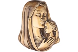REAL VOTIVA FONDERIE D'ARTE Targa in Bronzo - Madonna con Bambino - Finitura Bronzo Lucido (cm 13x10) [P.06.1767/13]