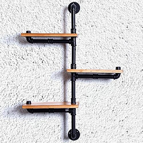 Bookshelf Retro industrial creative wall hanging solid wood iron bookshelf/living room wall hanging wrought iron wood decorative display shelves (Size : 75*62*20cm)