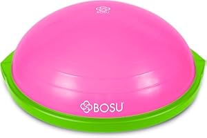 Bosu Balance Ball Trenażer równowagi, sprzęt do ćwiczeń w domu z przewodnikami treningowymi i pompką, 66 cm, niebieski – nadmuchiwana platforma fitness do treningu siłowego, ćwiczeń, równowagi