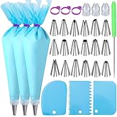 Piping Bags and Nozzles Set, Cakes Decorating Kit Supplies with 3 Reusable Pastry Bags, 18 Frosting Tips, 3 Couplers, 3 Bag T