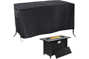Rilime Fire Pit Cover Rectangular,45in Waterproof Firepit Covers Rectangular for Propane Fire Table,45"L x 23"W x 25"H,Black