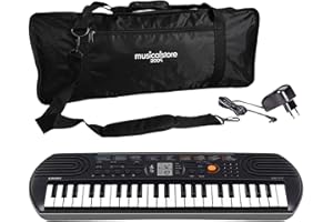 MUSICALSTORE2005.COM Kit Tastiera SA-77: Include Tastiera Mini 44 Tasti con 100 Toni e 50 Ritmi, Custodia Protettiva Versatile e Alimentatore Compatibile