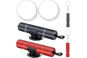 KAIYAYA 2 Pièces Brise Vitre Coupe Ceinture avec 2 siffler et Supports, 2 en 1 Marteau Brise Vitre Voiture Léger et Portable Marteau de Sécurité, Accessoires Voitures Sauvetage pour Voiture, Bus