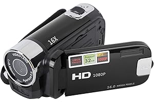 TANGXI Videocámara Videocámara, 1080P 16MP DV Cámara de Mano, Pantalla Giratoria TFT de 2,7 Pulgadas Cámara de Video con Zoom Digital 16x con Cable USB para la Familia, Viajes (Negro)