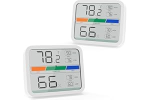 LIORQUE Termómetro Higrometro Digital para Interior Medidor de Temperatura y Humedad con Registro Máximo y Mínimo para Hogar y Oficina (2 piezas)
