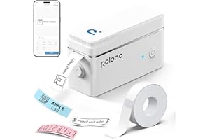 POLONO Label Maker Machine with Tape, P31S Portable Bluetooth Label Printer, Wireless Handheld Sticker Maker Mini Label Makers with Multiple Templates for Organizing Storage Barcode Office Home, White
