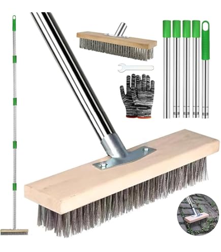 Bezem Stalen bezem voor de tuin - 30 cm draad bezem met telescoopgreep
