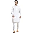 Amazon Brand - Anarva Men's Pure Cotton Solid Kurta Pajama Set Mandarin Collar Casual Yoga Dress
