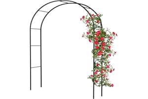GLIKUR Rosenbogen Gartenbogen, Schwer Rosenbogen Verzinkt Gartenbogen, Aus Metall Stabil Rosenbögen,Rosenbogen Torbogen, Stabil Metall Torbogen für Verschiedene Kletterpflanzen (Black, W 3.5 x H 2.2m)