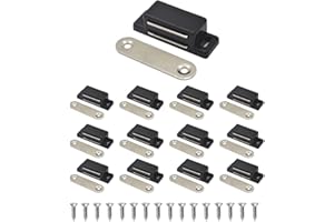 LOCKIMO Calamita Porta, Chiusure Magnetica per Armadietti, Mobili, Cassetti Chiusura Magnetica con Calamita per Ante e Credenze (12 Pezzi, Nero)