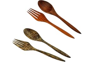 Smavles Cuillère à Salade Bois 4 Pièces Couverts à Salade Fourchette Bois Reutilisable,Cuillères à Servir en Bois Ensemble Salade pour Fabrication Salades, Ustensiles Cuisine