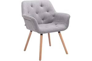 CLP Silla De Comedor Cassidy Tapizada En Tela I Silla De Visita con Respaldo I Butaca De Salón Nórdica con Base De 4 Patas De Madera I Color:, Color:Gris, Color del Marco:Natura