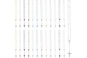 DICOSMETIC 120 pezzi 12 colori croce collana colorata 44,5 mm lungo rosario perline collane in plastica ispirazionale croce ciondolo preghiera regali per religiosi senzatetto classe, Plastica