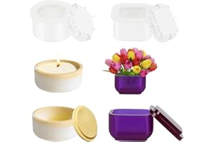 HRGOYY Silikonformen GießFormen, Silikonform Kerzenhalter Mit Deckel, Silikonform Kerzenhalter Kerzen, 3D Kerzenhalter Silikonformen, GießForm Kerzenhalter Rund+Quadratische Form