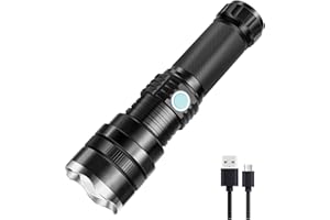 LUXJUMPER Torcia LED USB Ricaricabili, XHP50 Super Luminoso 500000 Lumens Tattico Torce Elettrica 3 Modalità Luce Impermeabile Militare Zoom per Uso Interno, Campeggio, Emergenza