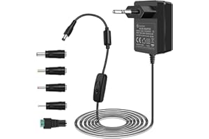 Gonine 12V Fuente de alimentación 2A 24W AC Adaptador Cargador de Pared AC 100-240V a DC 12Volt 2A 1.5A convertidor para Luces de Tira LED, cámaras CCTV, Altavoz BT, enrutador