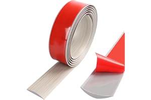 TECDW Barre de Seuil Autoadhésive, 2m x 4cm Bande de Seuil en Grain de Bois, Seuil de Porte Profil de Transition, Bande de Recouvrement de Sol en Vinyle (Grain de bois de chêne gris)