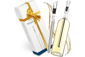 NUIA® Premium Weinkühlstab Geschenkset - Elegantes Geschenk für Weinliebhaber - Passend für jede Flaschengröße - 2x Weinkühlstäbe mit Ausgießer und Verschluss - Weinkühler Stab mit effektiver Kühlung