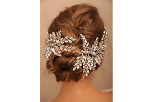 Deniferymakeup Bride Wedding Rhinestone Hair Vine Comb Bridal Hair Piece Rhinestone Hair Comb Rhinestone Hair Accessories for Women and Girls (Rose Gold)