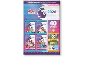 Topps Premier League 2026 - Debüt-Edition - Mega Multipack – enthält 40 Karten Plus 3 zufällige Classic LE-Karten.